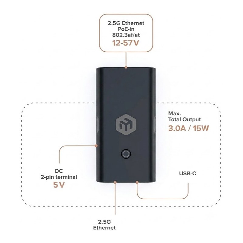 MikroTik GPOE-USB, PoE splitter USB-C, 5V, 3A, 15W, 2.5G — image 4 of 5