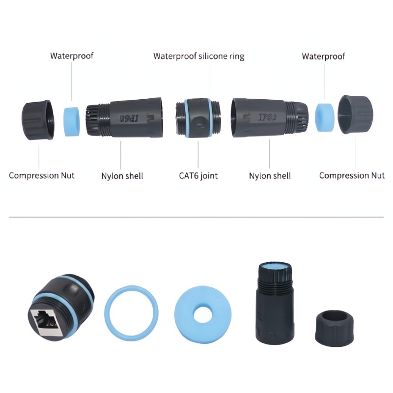 EZ-RJ45CPL-W4, Waterproof Ethernet Cat6 Coupler System, IP68, Black — image 4 of 5