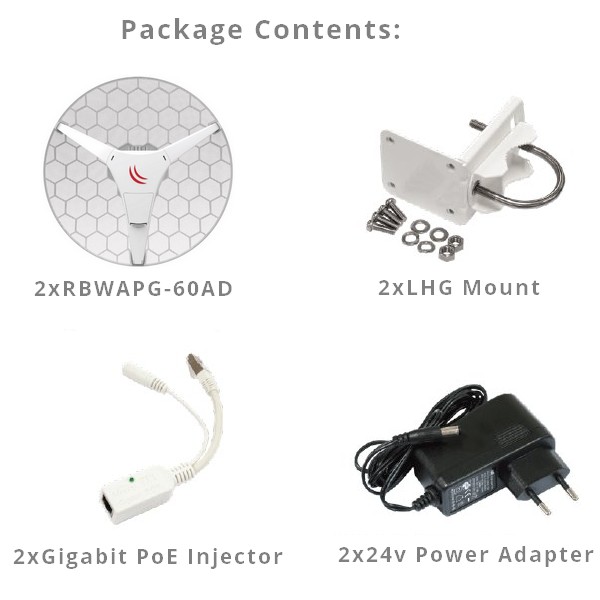 MikroTik Wireless Wire Dish 2 Gb//s aggregate link up to 1500m RBLHGG-60ad kit