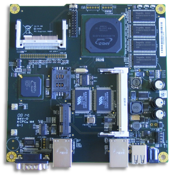 ALIX.6F2 - 2LAN, 1 mPCI, 1 mPCI Express, LX800, 256 MB, USB, 2 SIM socket