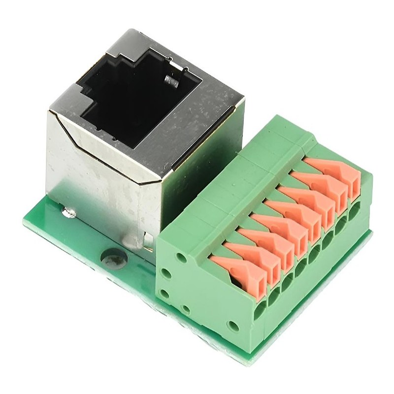 EZ-RJ45SAPV, RJ45 Female To 8 Pin Push-in Spring Screwless Terminal Block Vertical — image 2 of 5