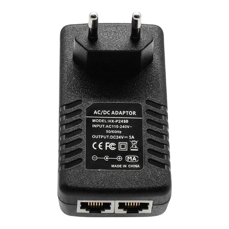 HX-P2410, 24v 24W 10/100Mbps Power Supply PoE Injector - Wallplug — image 3 of 5