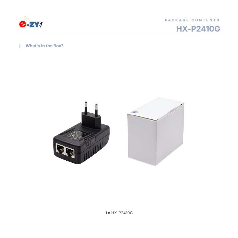 HX-P2410G, 24v 24W Gigabit Power Supply PoE Injector - Wallplug — image 5 of 5