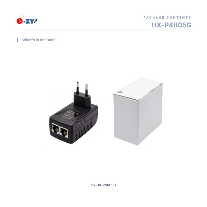 HX-PA4805G, 48v 24W Gigabit Power Supply PoE Injector - Wallplug — image 5 of 5